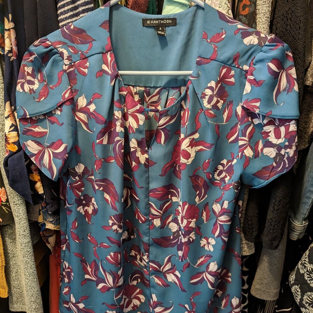 41 Hawthorn Women's Blouse Work Blue Purple Size Small